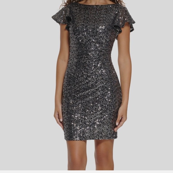 Jessica Howard Glittering Black Mini Dress - Picture 1 of 14